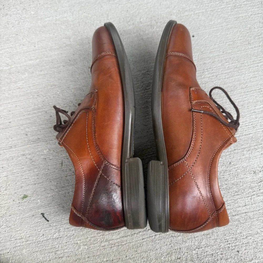 Florsheim Comfortech Brown Leather Cap Toe Oxford Dress Shoes Mens 10D